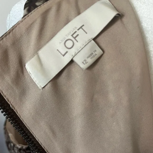 LOFT Brown Animal Print Ruffle Front Dress - Picture 6 of 6